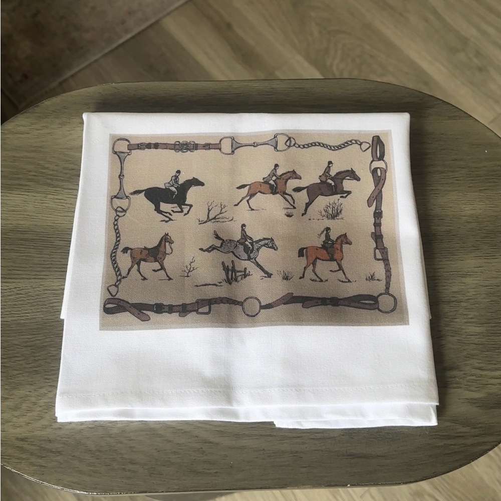 OX BOW HAND TOWEL EQUESTRIAN MEDLEY WHITE AND OATMEAL FW20